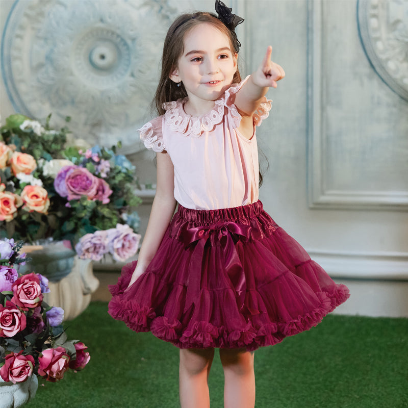 Buenos Ninos Girls Fluffy 2-18 Years Chiffon Pettiskirt Solid Colors tutu skirts girl Dance Skirt Christmas Tulle Petticoat