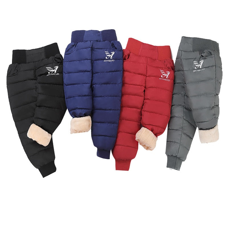 Warm Thicken Boys Girls Down Pants Winter Children High Quality Trousers Teens Boy Girl Down Trousers Kids Ski Down Padded Pants
