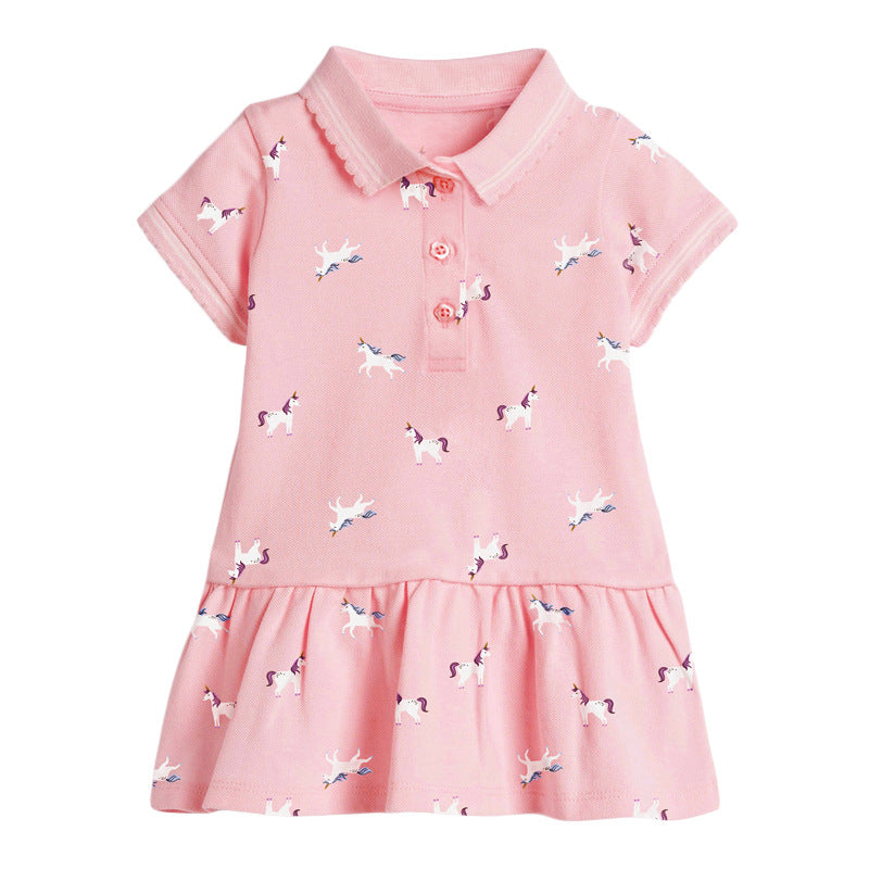 Children's Skirt Summer New Short-Sleeved Children's Dress Knitted Girls Polo Skirt