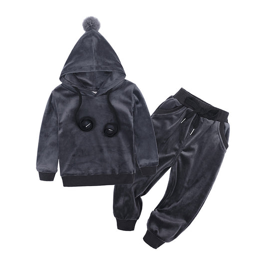 Children's Clothing Sports And Leisure Gold Velvet Two-Piece Children's Clothes Christmas Ears Wings Ears