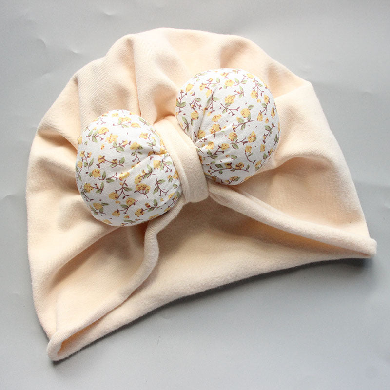 Baby Hat Spring And Autumn Head Protection Fontanelle Cap Broken Flower Bow Baby Head Cap Cute Warm Baby Indian Hat