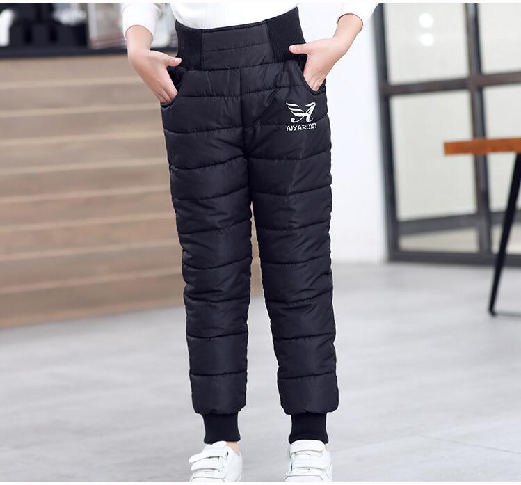 Warm Thicken Boys Girls Down Pants Winter Children High Quality Trousers Teens Boy Girl Down Trousers Kids Ski Down Padded Pants