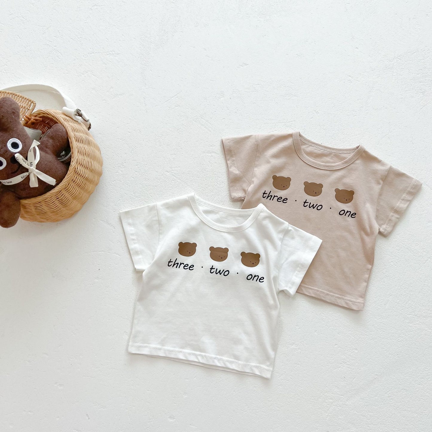 0-3 Years Old Baby Suspenders Suit Summer Baby Bear Short-Sleeved Top Suspender Shorts Two-Piece Set