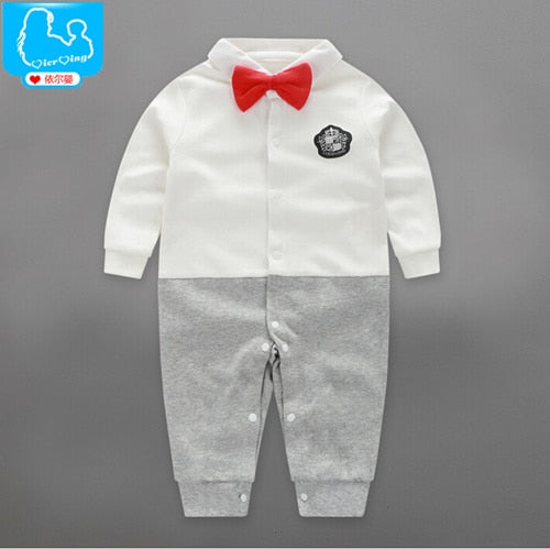 Newborn Baby Boy Rompers 100% Cotton Tie Gentleman Suit Bow Leisure Body Suit Clothing Infant Jumpsuit Toddler Boys Clothes
