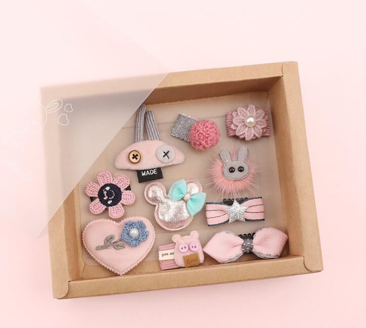 10pcs Headwear Gift Box Children Accessories Ribbon Bow Hair clip Hairpins Girls Princess Headdress Crown Cute Animal Hair Grip