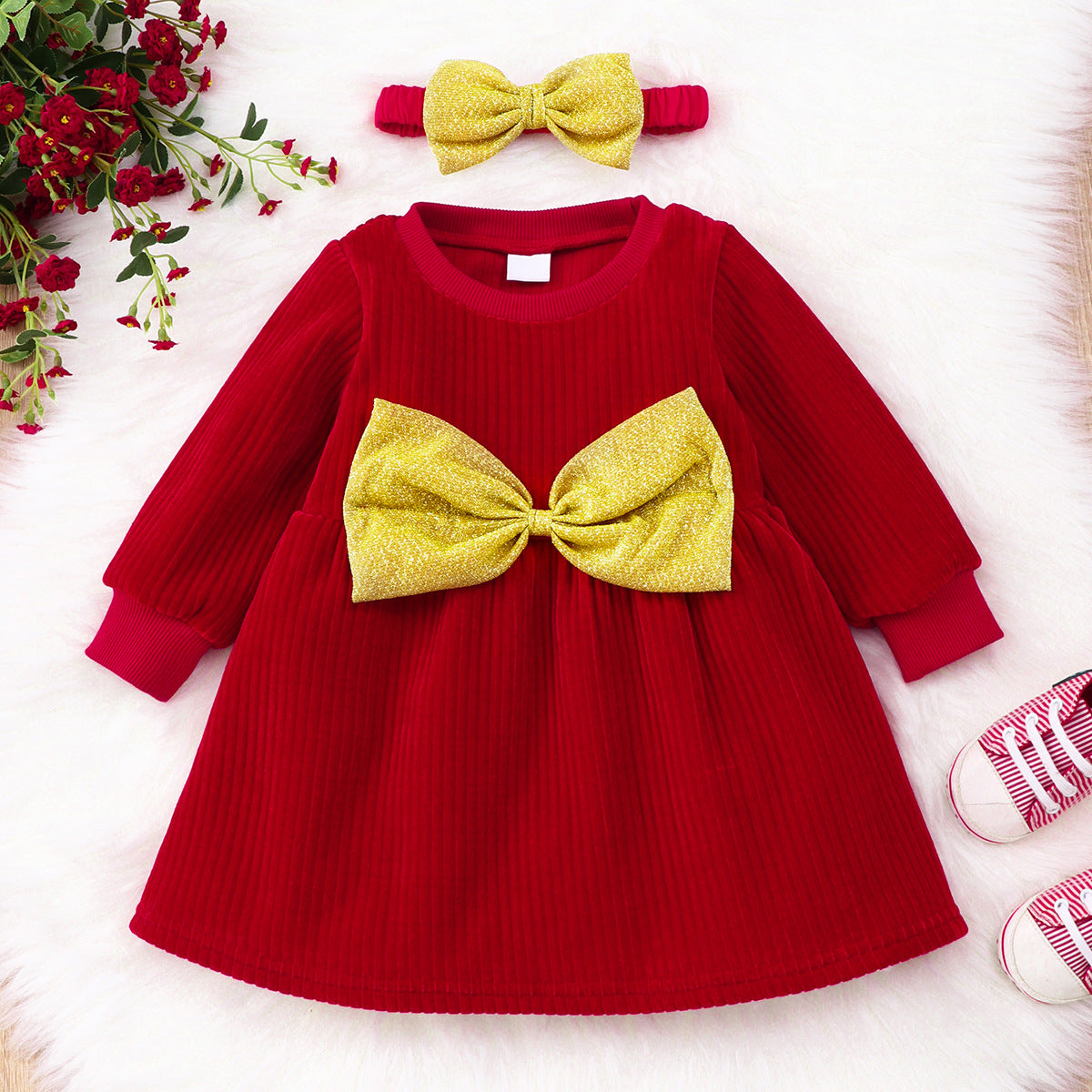 Korean Version New Dress Corduroy Little Princess Dress Baby Girl Dress Winter Children's Dress