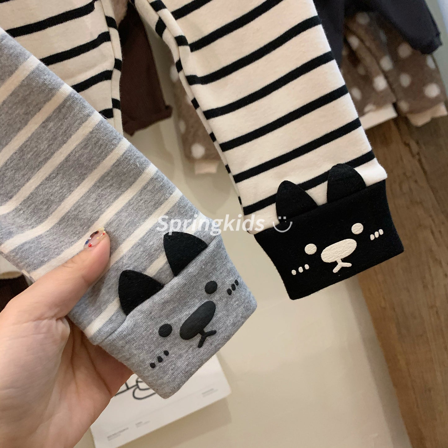 Children's clothing boys and girls cute bear striped leggings spring and autumn models are easy to wear elastic pants