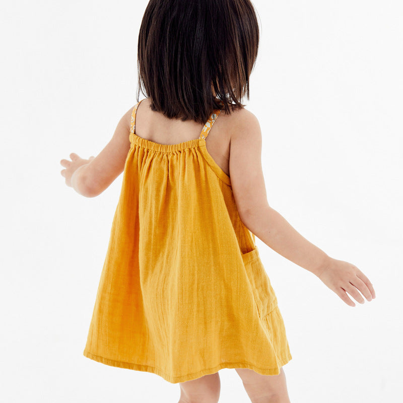Girls' Dresses Children's Skirts Summer New Skirts Short Sleeves Girls Skirts