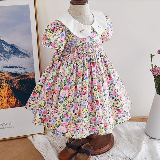 Summer New Spanish dress baby girl clothes print short sleeve dress for girls Sweet cute princess dress vestidos Y2933