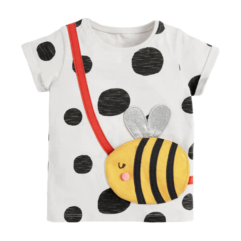 Children's t-Shirt  Clothing Summer New Girls' t-Shirt Knitted Cute Cotton Bottoming Shirt