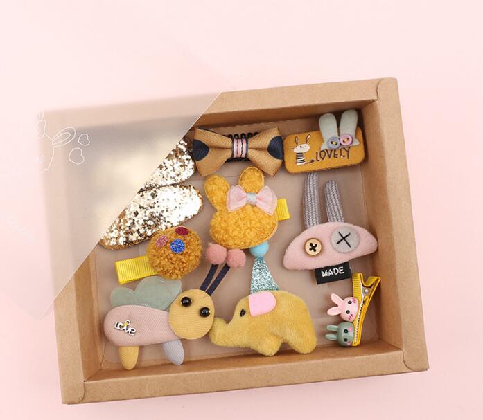 10pcs Headwear Gift Box Children Accessories Ribbon Bow Hair clip Hairpins Girls Princess Headdress Crown Cute Animal Hair Grip