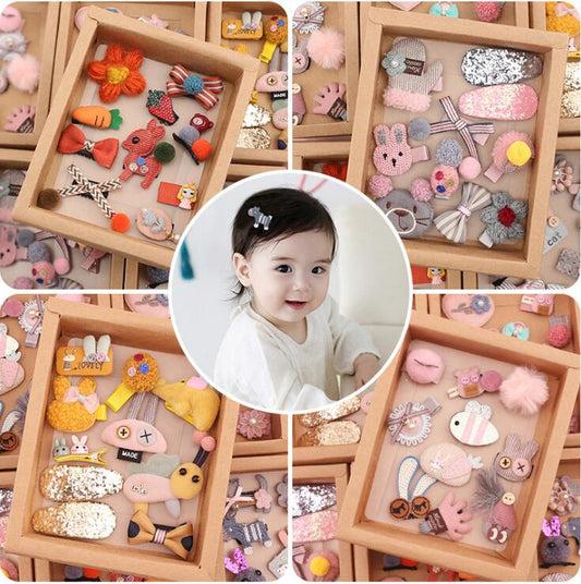10pcs Headwear Gift Box Children Accessories Ribbon Bow Hair clip Hairpins Girls Princess Headdress Crown Cute Animal Hair Grip