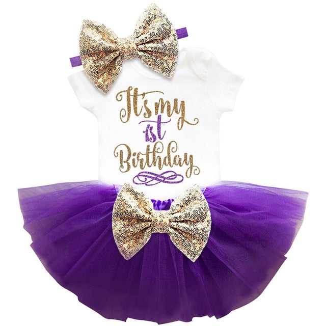 1 Year Baby Girl Dress Princess Girls Tutu Dress Tolldler Kids Clothes Baby Baptism 1st First Birthday Outfits vestido de bebes