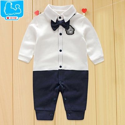 Newborn Baby Boy Rompers 100% Cotton Tie Gentleman Suit Bow Leisure Body Suit Clothing Infant Jumpsuit Toddler Boys Clothes