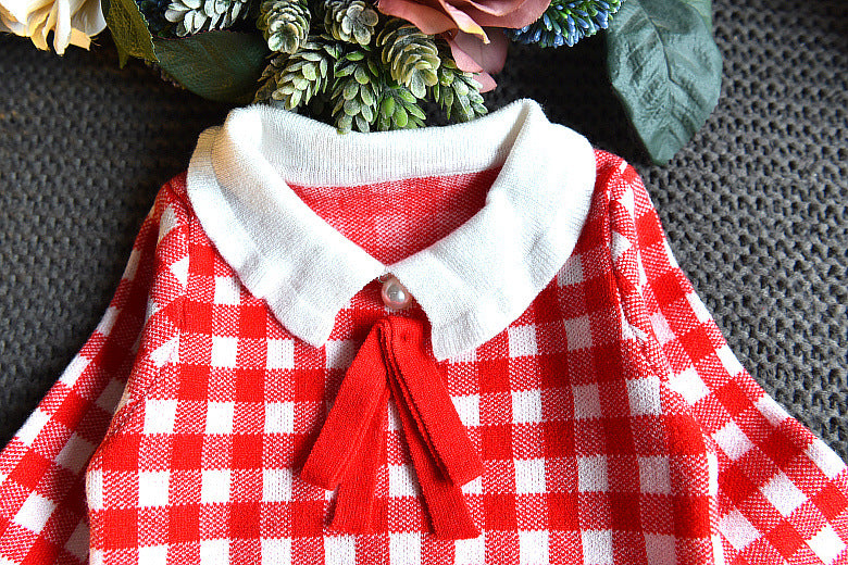 Knitting coat of foreign gas of girl of new fund of children's outfit autumn + skirt of knitted half is sweet two sets