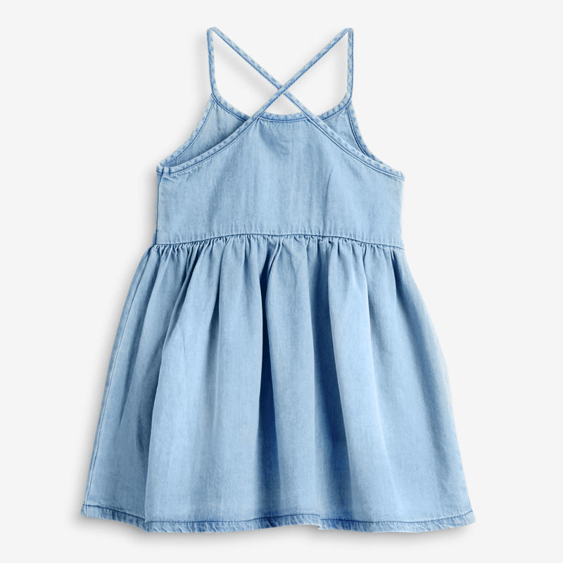 Children's Skirt Summer New Children's Clothing Girls' Dress Denim Suspender  Dress