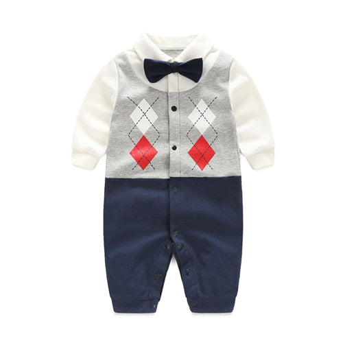 Newborn Baby Boy Rompers 100% Cotton Tie Gentleman Suit Bow Leisure Body Suit Clothing Infant Jumpsuit Toddler Boys Clothes