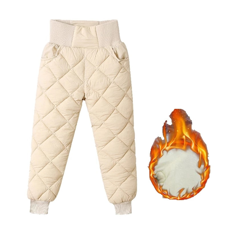 Warm Thicken Boys Girls Down Pants Winter Children High Quality Trousers Teens Boy Girl Down Trousers Kids Ski Down Padded Pants