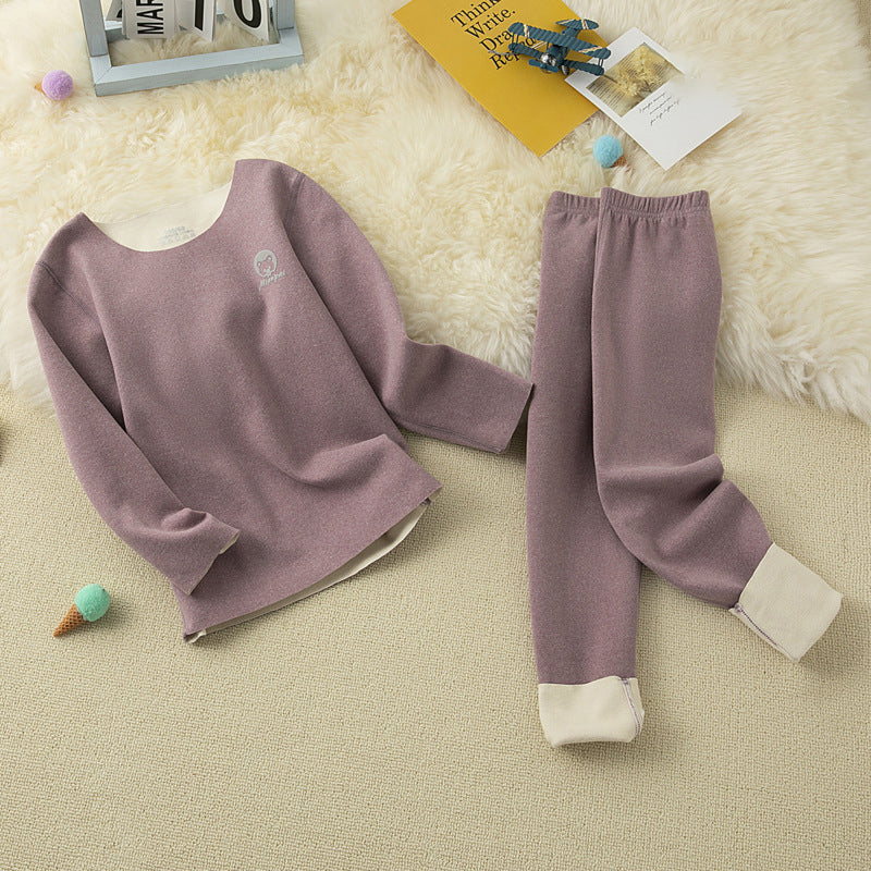 Seamless Children Thermal Underwear Set A-Type German Velvet Ab Surface Double-Sided Brushed Long Johns New Style