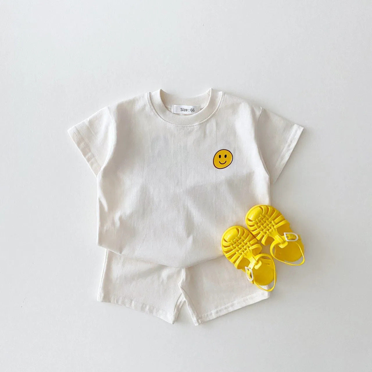 Children's Clothing Candy Color Cotton Casual Short Sleeve Suit Baby Smiley Letter T-Shirt Shorts