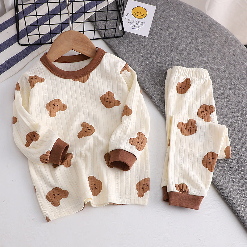 Autumn New Jacquard Cotton Suit Long-Sleeved Underwear Children's Pajamas Home Clothes
