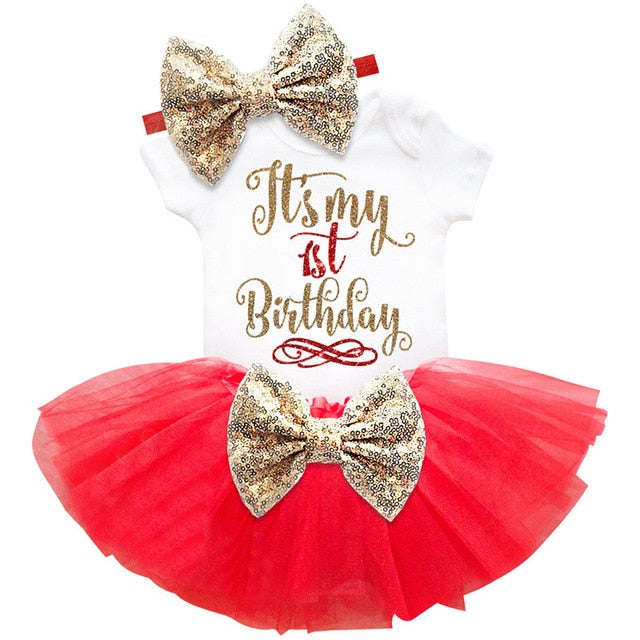 1 Year Baby Girl Dress Princess Girls Tutu Dress Tolldler Kids Clothes Baby Baptism 1st First Birthday Outfits vestido de bebes