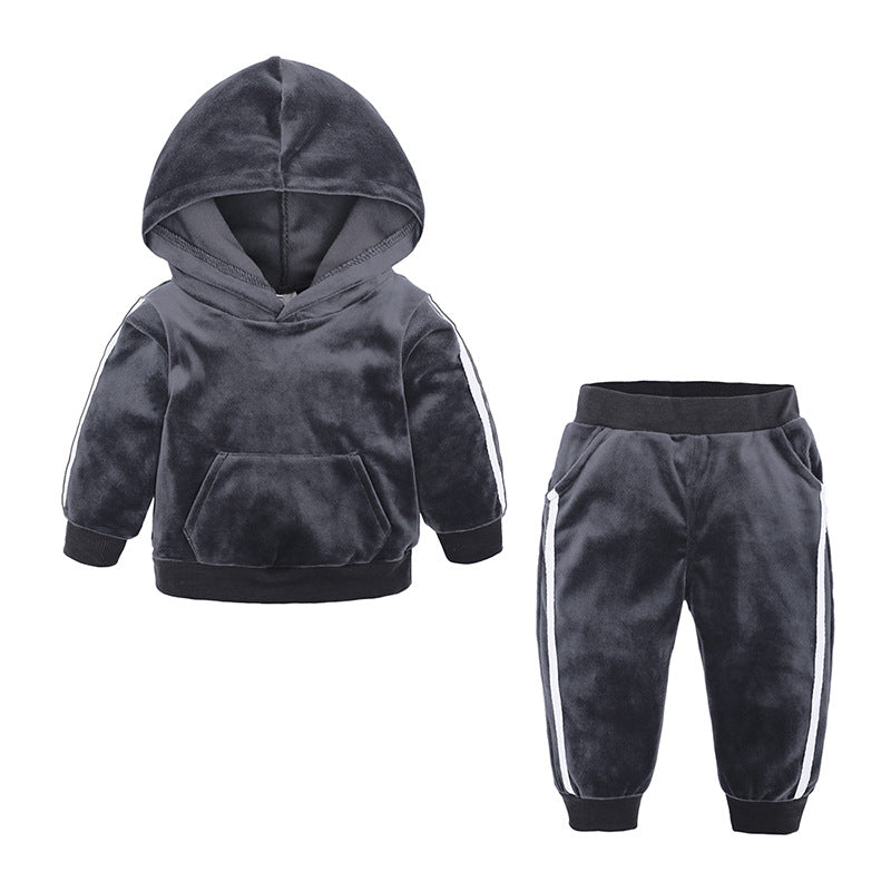 Children's Clothing Boys And Girls Suits Sports And Leisure Gold Velvet Two-Piece Children's Clothes