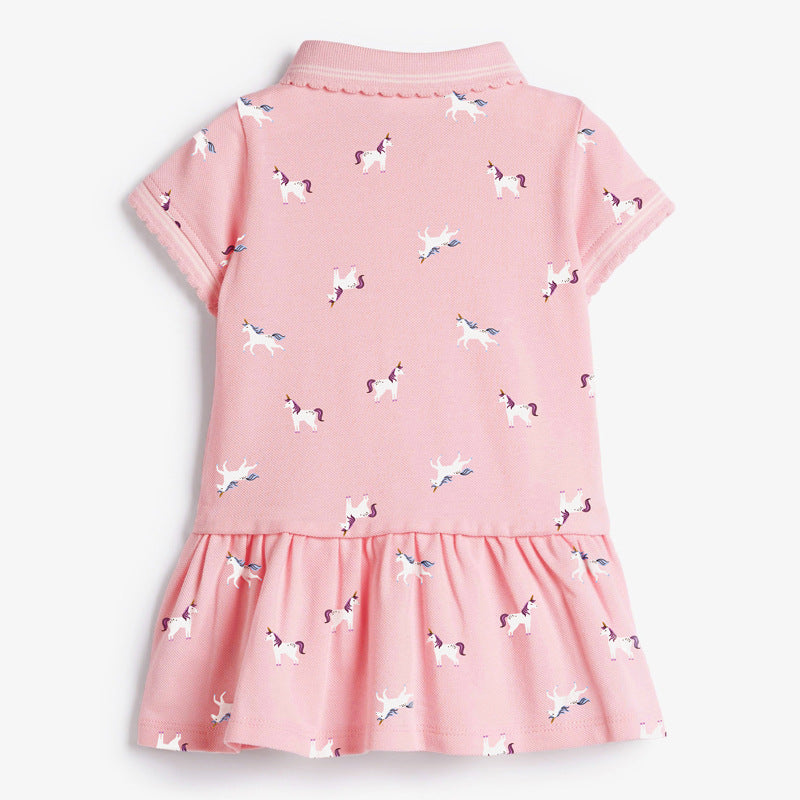 Children's Skirt Summer New Short-Sleeved Children's Dress Knitted Girls Polo Skirt