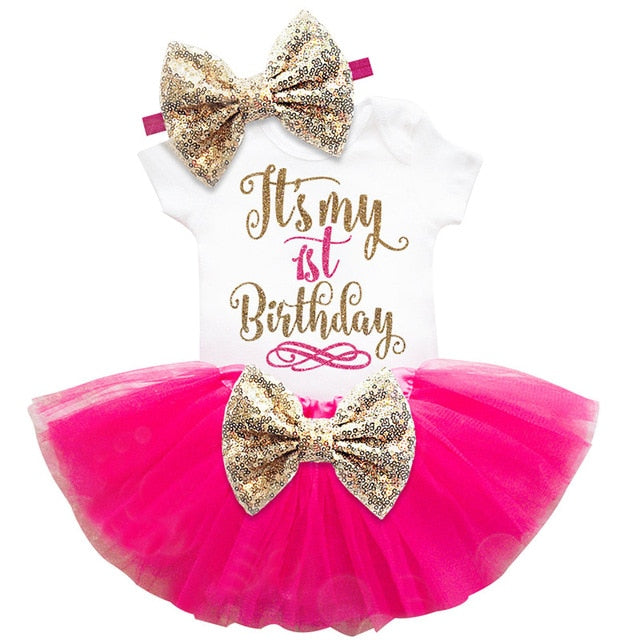 1 Year Baby Girl Dress Princess Girls Tutu Dress Tolldler Kids Clothes Baby Baptism 1st First Birthday Outfits vestido de bebes