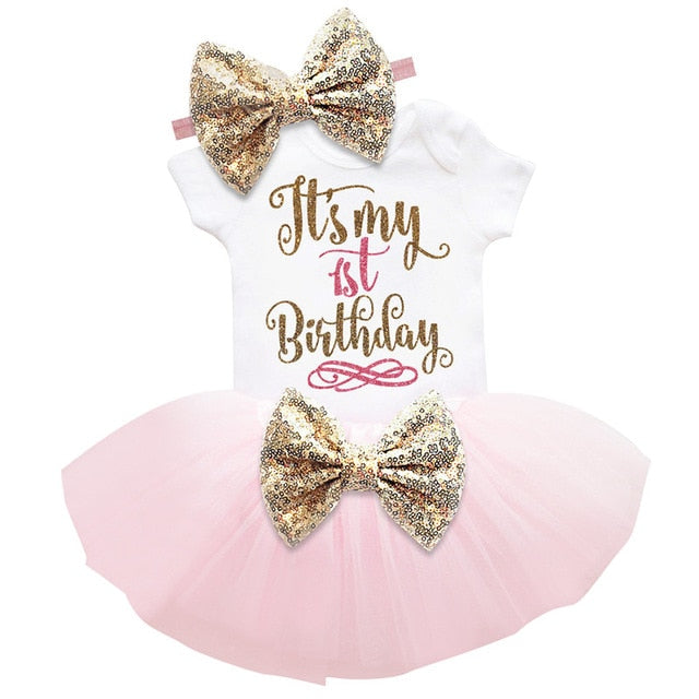 1 Year Baby Girl Dress Princess Girls Tutu Dress Tolldler Kids Clothes Baby Baptism 1st First Birthday Outfits vestido de bebes