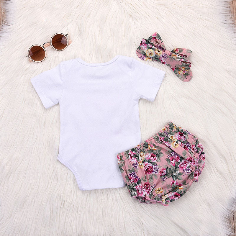 Wisefin Newborn Baby Girl Clothing Set Summer Baby Bodysuits+Floral PP Shorts+Headband Infant Outfits Cute Toddler Girl Clothes