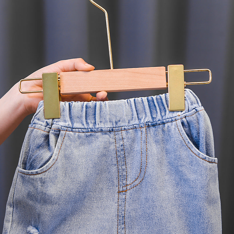 Children's Shorts Summer Boys And Girls Baby Denim Elastic Pocket Shorts Children's Shorts Summer Denim Shorts