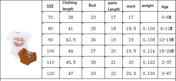 Girls Summer Suit Short-Sleeved Top + Triangle Shorts Two Piece Cotton Waffle Children's Suit