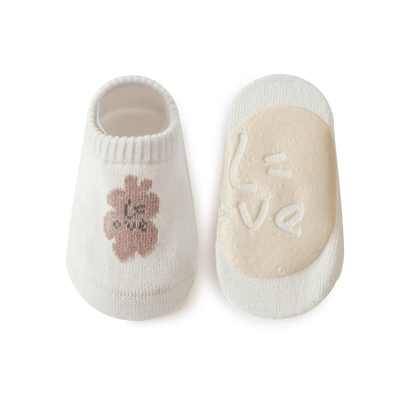 Spring And Summer New Baby Floor Socks Combed Cotton Non-Slip Indoor Cool Children Toddler Socks Cartoon Short Boat Socks