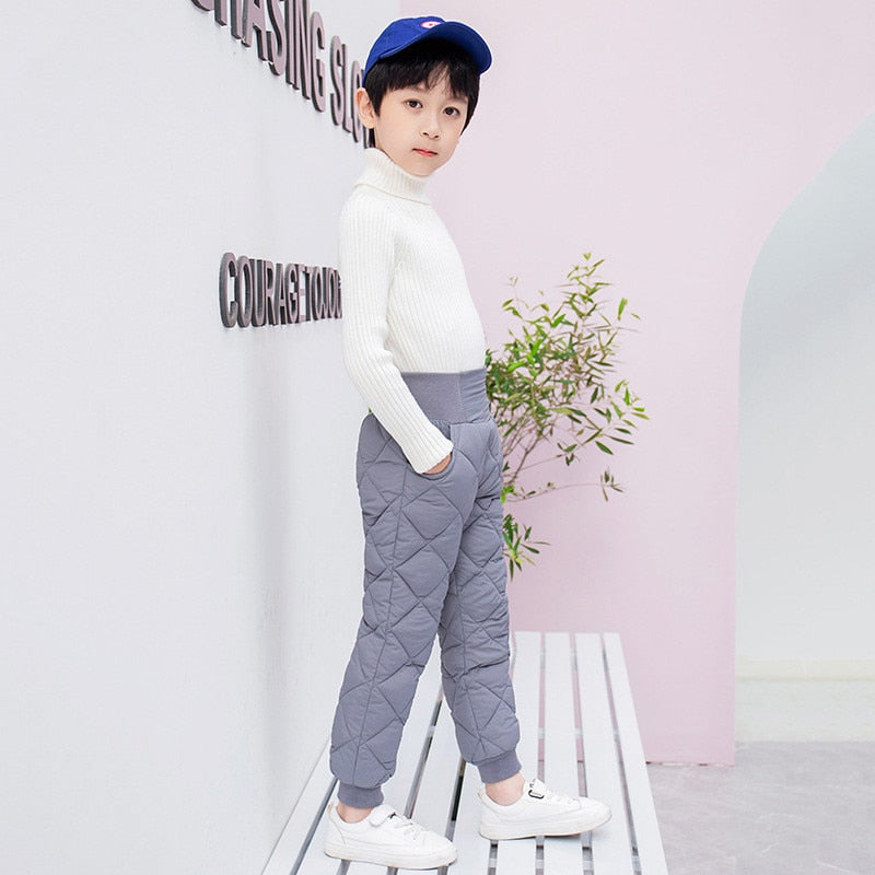 Warm Thicken Boys Girls Down Pants Winter Children High Quality Trousers Teens Boy Girl Down Trousers Kids Ski Down Padded Pants