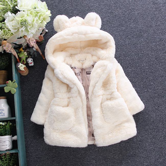 Winter Baby Girls Clothes Faux Fur Fleece Coat Pageant Warm Jacket Xmas Snowsuit 1-8Y Baby Hooded Jacket Outerwear