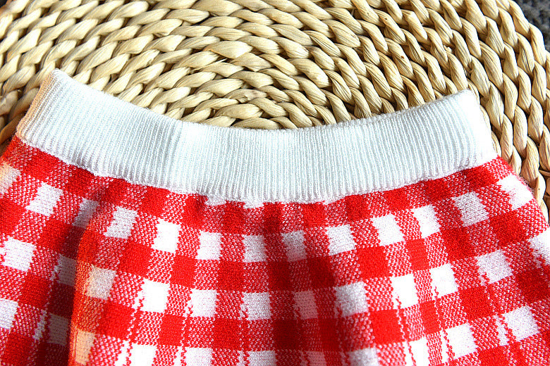 Knitting coat of foreign gas of girl of new fund of children's outfit autumn + skirt of knitted half is sweet two sets