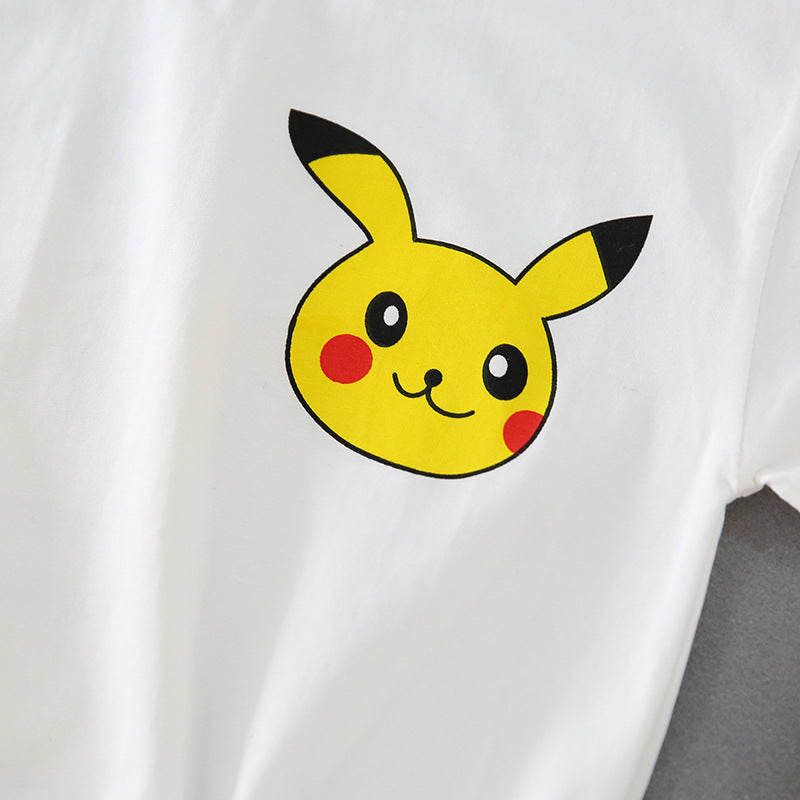 Korean Version Of Baby Romper Summer Short Sleeve Round Neck Cartoon Print One-Piece Romper Male And Female Baby Newborn T-Shirt