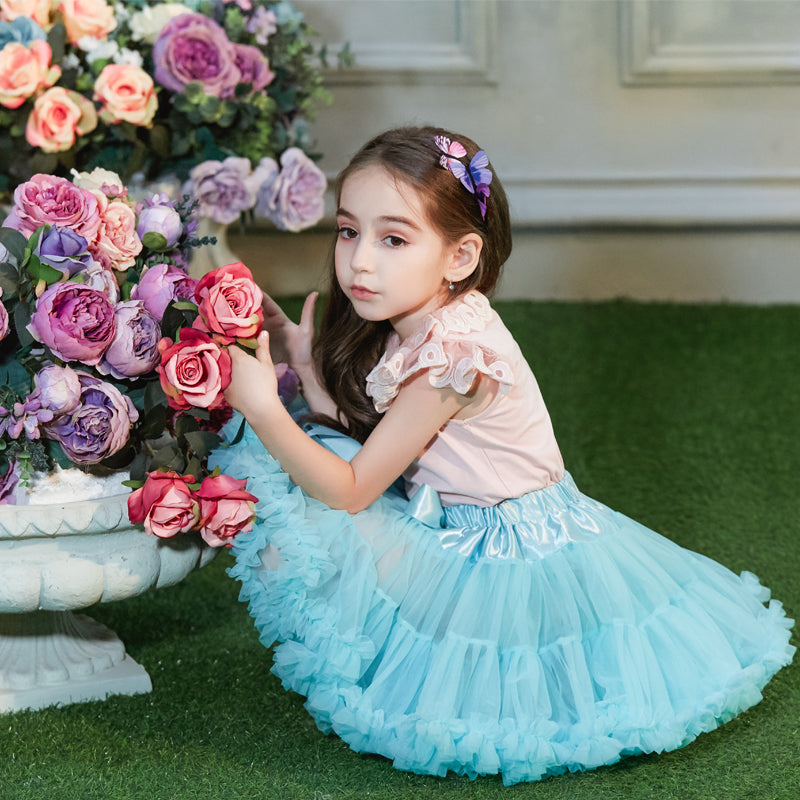Buenos Ninos Girls Fluffy 2-18 Years Chiffon Pettiskirt Solid Colors tutu skirts girl Dance Skirt Christmas Tulle Petticoat