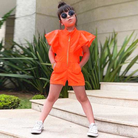 New Children's Clothing Girls Casual Fashion Jumpsuit Ins Style Explosion Solid Color Sleeveless Jumpsuit