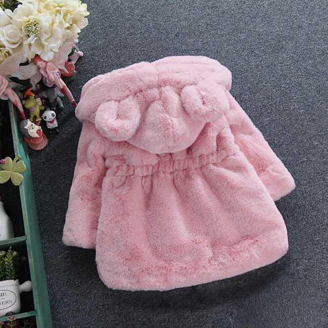 Winter Baby Girls Clothes Faux Fur Fleece Coat Pageant Warm Jacket Xmas Snowsuit 1-8Y Baby Hooded Jacket Outerwear