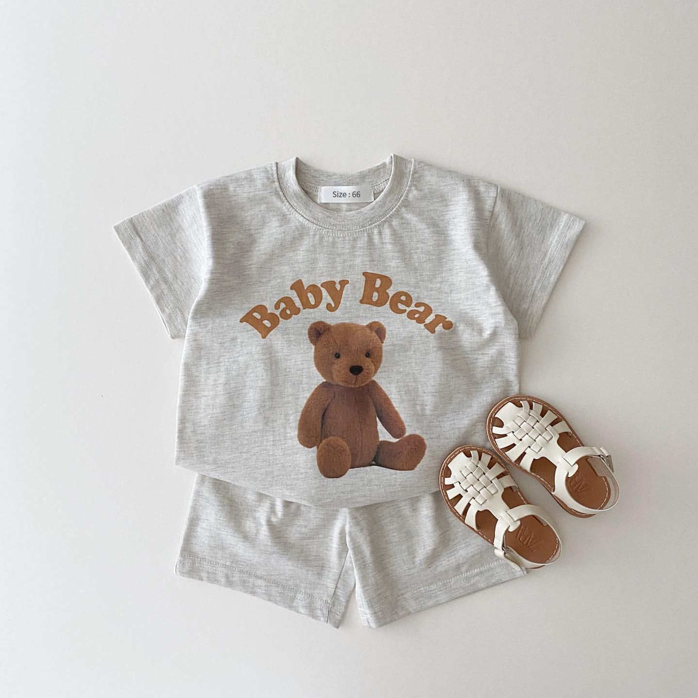 Ins Summer Baby Boys And Girls Baby Cartoon Printing Two-Piece Cotton Casual Loose Suit Trend