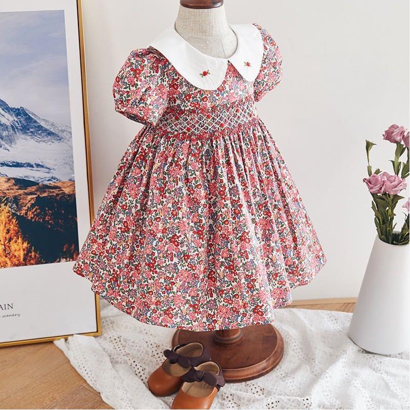 Summer New Spanish dress baby girl clothes print short sleeve dress for girls Sweet cute princess dress vestidos Y2933