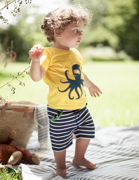The United States and Europe Boy Octopus Octopus Printed T-shirt + Striped Pants 2 Sets of Children's Suit Boys Clothing Set