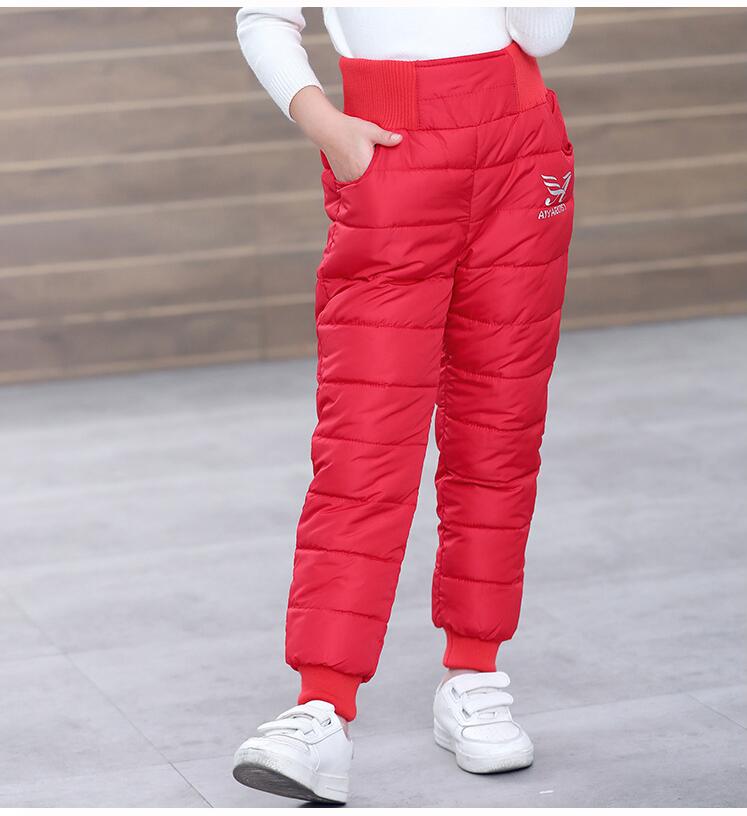 Warm Thicken Boys Girls Down Pants Winter Children High Quality Trousers Teens Boy Girl Down Trousers Kids Ski Down Padded Pants