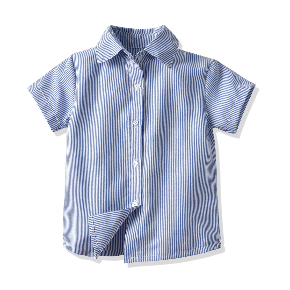 New Boy's Gentleman Suit Summer Short-Sleeved Striped Shirt Bow Tie Shorts Strap Four-Piece Suit