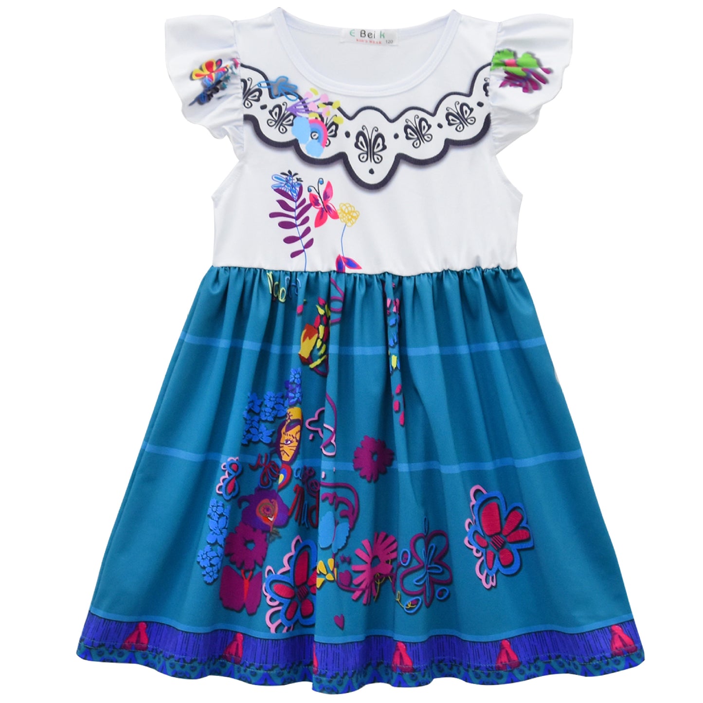 Enchanted House Encanto Mirabel Children's Dress Girls' Sleeve Dress With Bag