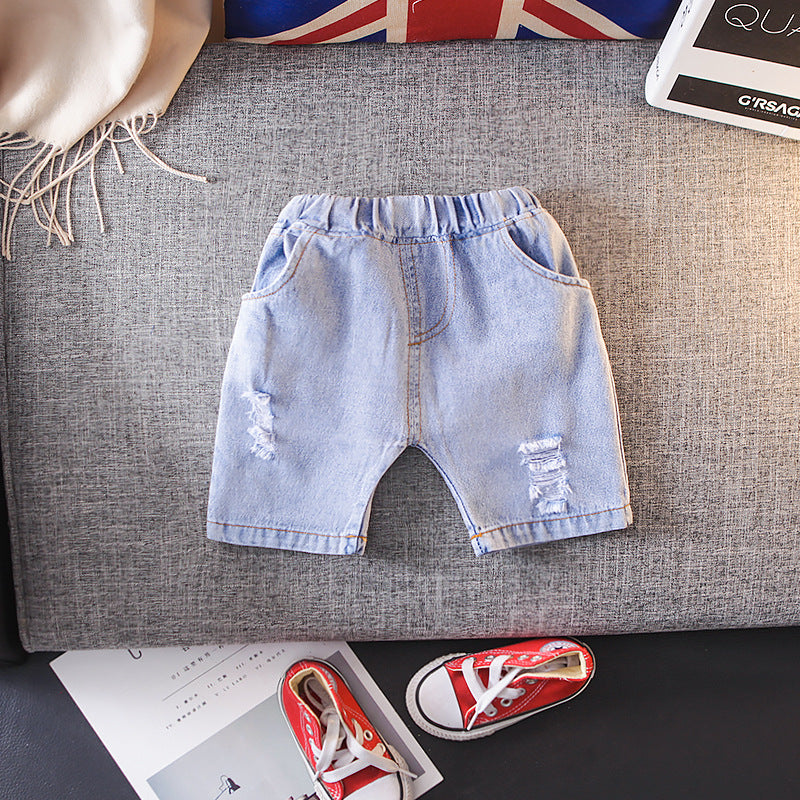Children's Shorts Summer Boys And Girls Baby Denim Elastic Pocket Shorts Children's Shorts Summer Denim Shorts