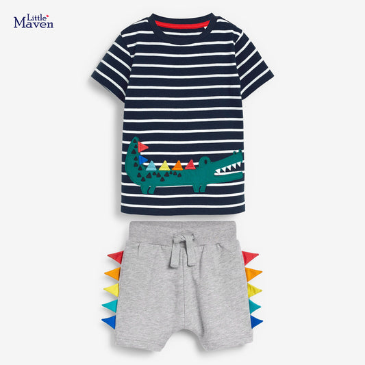 Boys Suit Summer New Boy's Suit Cartoon Children's Short-Sleeved Suit