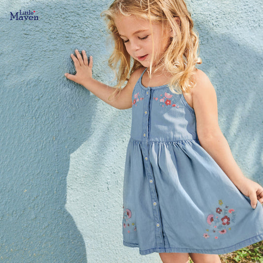 Children's Skirt Summer New Children's Clothing Girls' Dress Denim Suspender  Dress